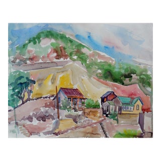 Vintage "Bonnie Doone" Coastal Landscape Watercolor Painting by Doris Warner For Sale