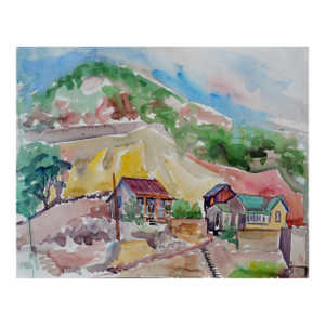 Vintage "Bonnie Doone" Coastal Landscape Watercolor Painting by Doris Warner