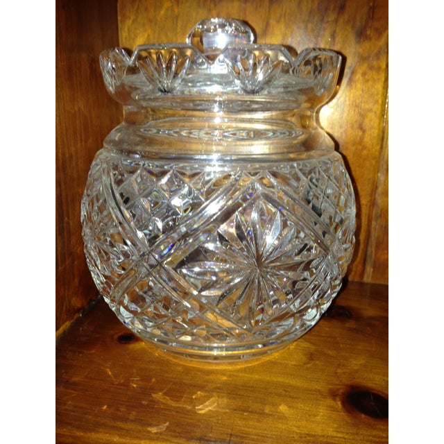 Vintage Waterford Lismore Lead Crystal Biscuit Barrel With Lid Ribbed