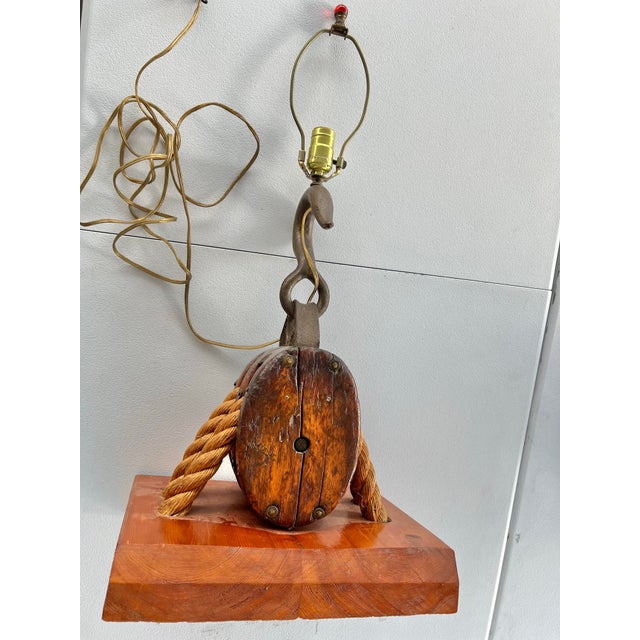 Vintage Marine Pulley Block Lamp For Sale - Image 9 of 9