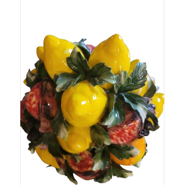 Traditional Vintage Extra Large Lemon Pomegranate Ceramic Italian Majolica Fruit Topiary Table Decor Centerpiece For Sale - Image 3 of 9