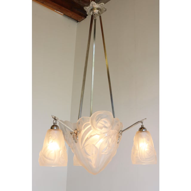 Vintage Art Deco Geometric Pendant Light by David Guéron Degue & A. Petitot, 1930 For Sale - Image 16 of 18