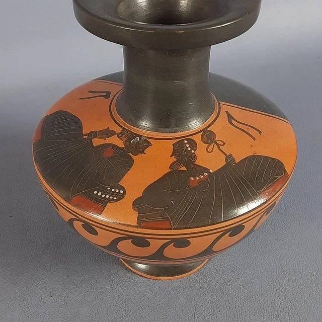 Black Greek Red and Black Terracotta Amphora Vase, 1950s For Sale - Image 8 of 10