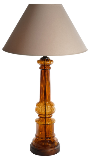 Scandinavian Modern Amber Glass Table Lamp by Miranda, 1970s