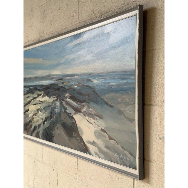 Kay Andersen Coastal Landscape Painting Vintage 1972 For Sale - Image 4 of 9