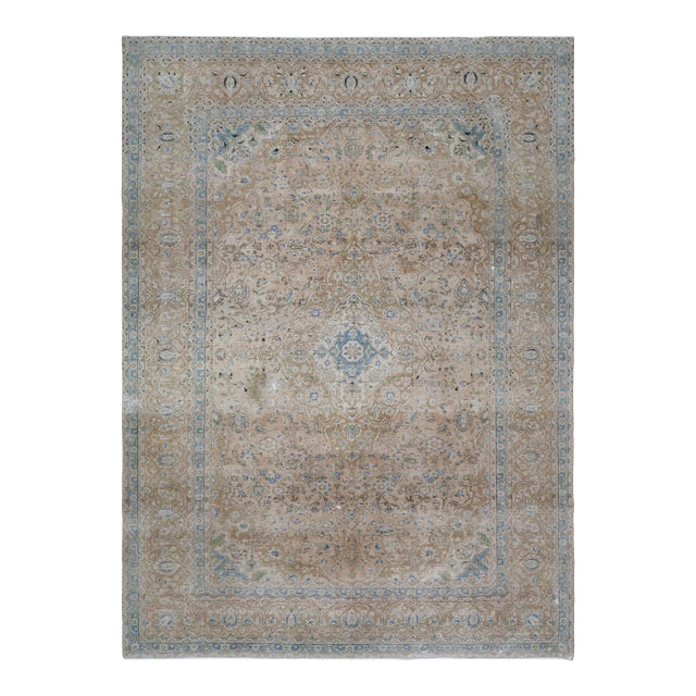 1970s Vintage Persian Handmade Wool Cotton Brown Area Rug For Sale