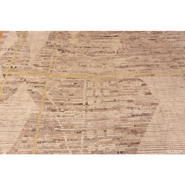 Modern Room Size Tribal Geometric Brown Earth Tone Color Area Rug 11417 For Sale In New York - Image 6 of 9