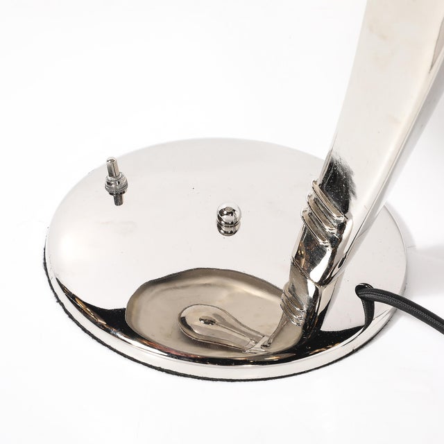 Art Deco Streamlined Nickle "Cobra" Table Lamp by Norman Bel Geddes for Faries For Sale - Image 9 of 13