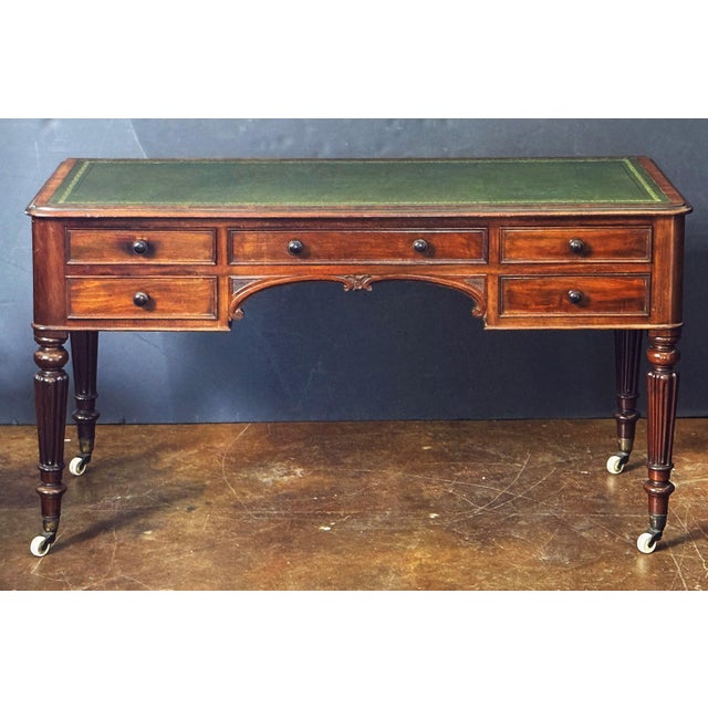 Heals and Sons English Writing Table or Desk of Mahogany With Leather Top by Heal's of London For Sale - Image 4 of 11