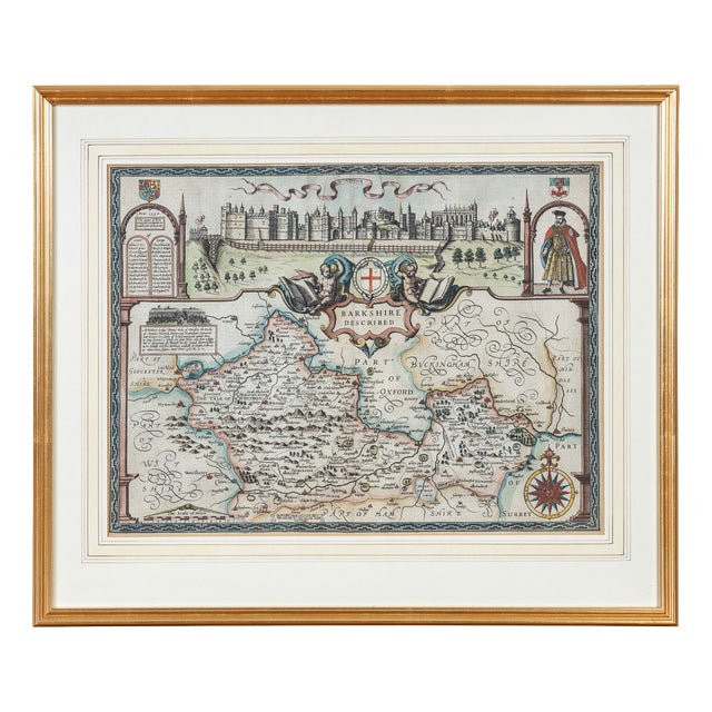 17th Century Map of the Barkshire by John Speed, 1616 For Sale