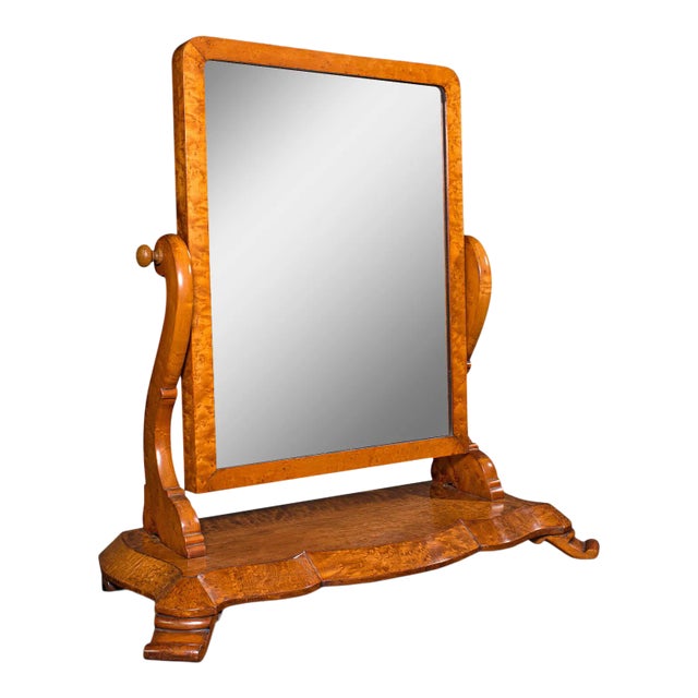 1850s Antique Victorian English Satinwood Dressing Table Mirror For Sale