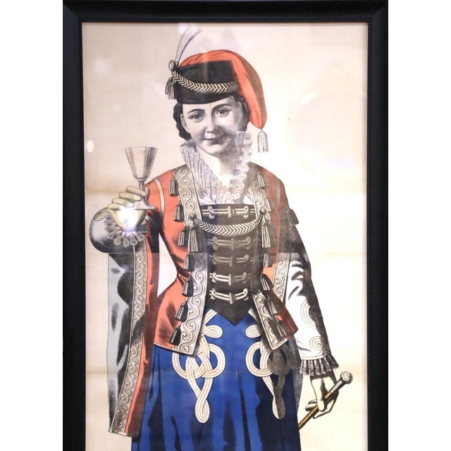 Pair Early 20th Century Carnival Costume Chromolithographs in Black Frames For Sale - Image 4 of 12