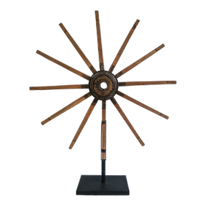 19th Century Wooden Wagon Wheel on Stand, Indonesia