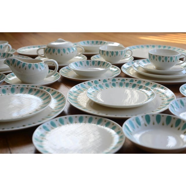 Turquoise Mid Century Japanese Kasuga Contempo Turquoise Dinnerware 37-Piece Set For Sale - Image 8 of 13