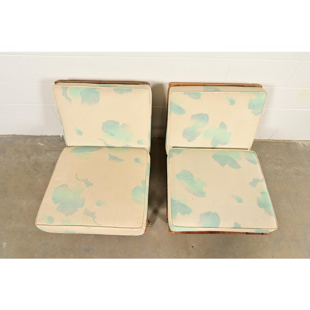 1950s John Wisner for Ficks Reed Mid-Century Hollywood Regency Bamboo Rattan Lounge Chairs, Pair For Sale - Image 5 of 9