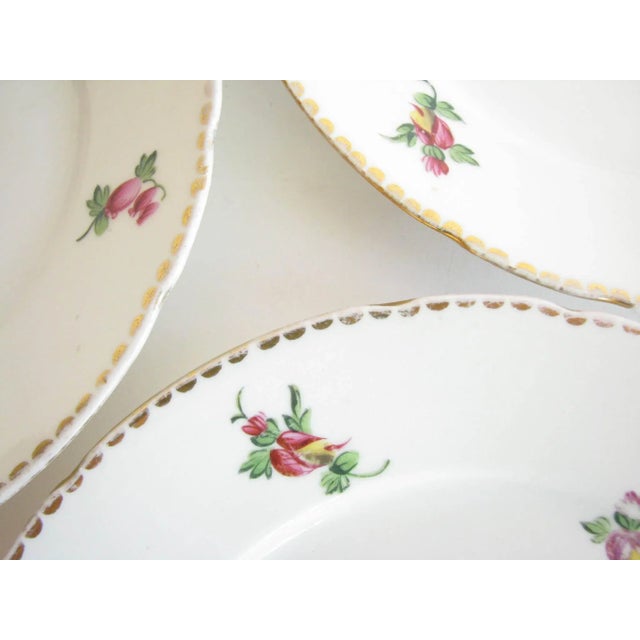 Ceramic Antique Swain & Co Huttensteinach Thuringia Germany Porcelain Salad Plates With Hand-Painted Floral Design - Set of 4 For Sale - Image 7 of 13