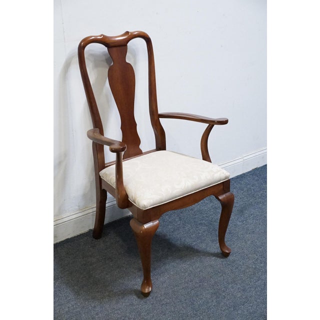 ETHAN ALLEN Georgian Court Collection Traditional Queen Anne Style Splat Back Dining Arm Chair 11-6400A 40.75" High 25.75"...