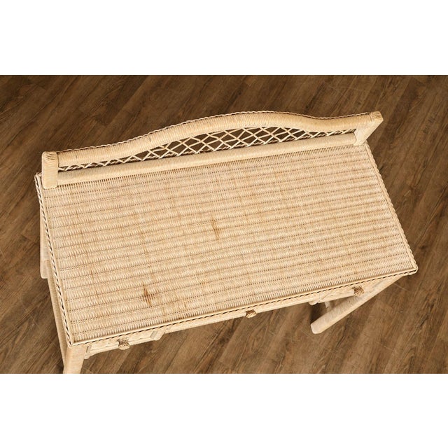 Lexington Henry Link Wicker Vanity Or Writing Desk and Chair For Sale - Image 10 of 18