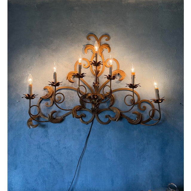 Large vintage Italian seven light wall sconce