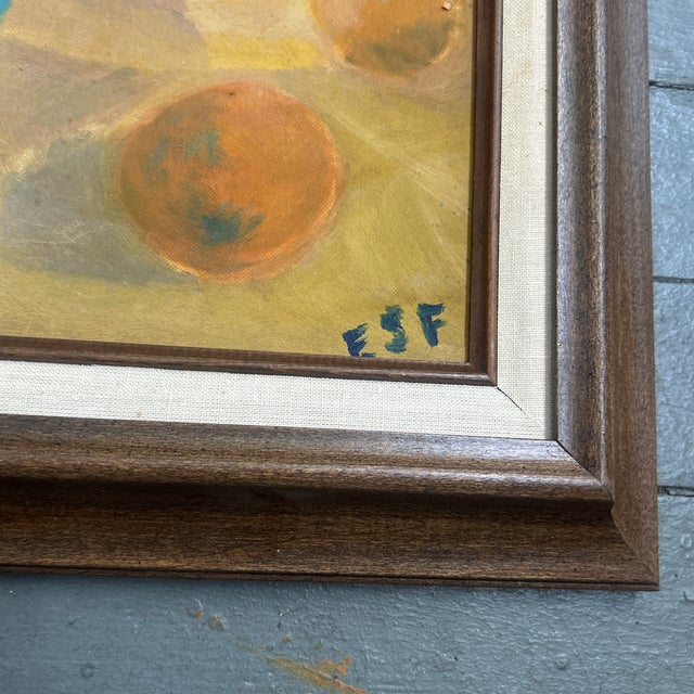 Rustic 1960’s Original Rustic Fruit Bowl & Pitcher Still Life Painting For Sale - Image 3 of 5