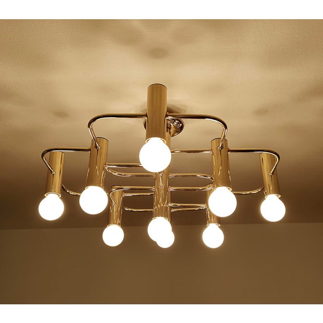 Large Space Age Gilded Ceiling Light from Leola For Sale - Image 12 of 18