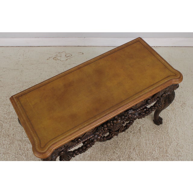 1990s Maitland Smith Mahogany Leather Top Console Table For Sale - Image 5 of 16