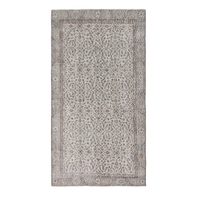 1960s Vintage Floral Turkish Area Rug - 3′5″ × 6′7″ For Sale