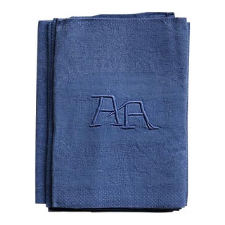 Antique French Linen "A A" Dinner Napkins, Set of 4 For Sale