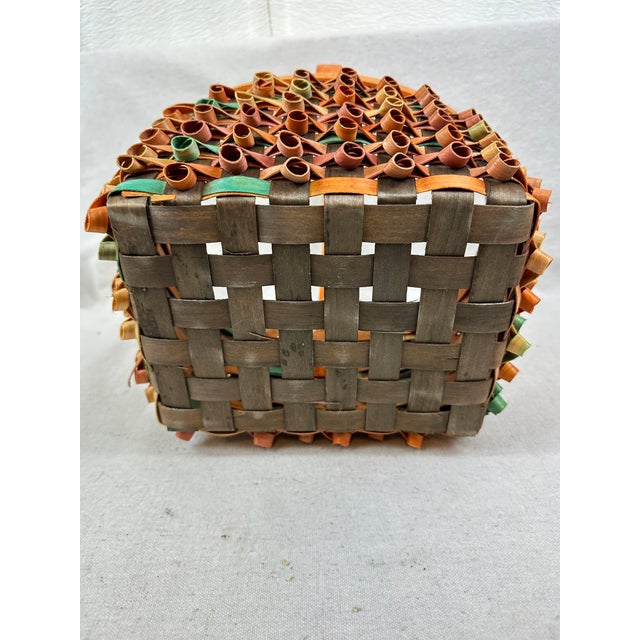 Wood Handwoven Porcupine Curl Basket For Sale - Image 7 of 8