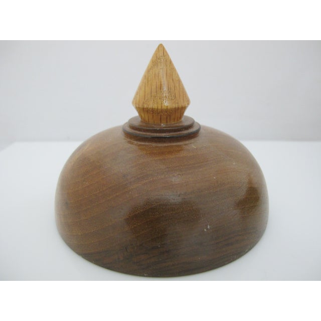 Vintage 1976 Hand Turned Wood Geometric Circular Box With Dome Lid For Sale In Portland, OR - Image 6 of 10