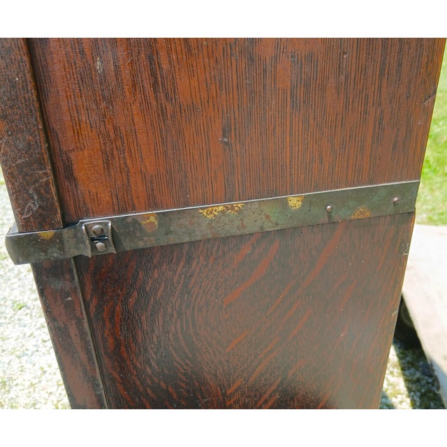 Antique Globe Wernicke 4 Sections Barrister Bookcase Quarter Sawn Oak Mission Style 1920s For Sale - Image 4 of 12
