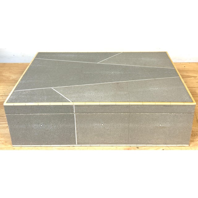 Monumental Geometric Faux Shagreen and Ivory Decorative Box For Sale - Image 9 of 16