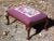 Queen Anne Vintage Solid Mahogany Floral Burgundy Needlepoint Footstool Queen Anne Ottoman For Sale - Image 3 of 10