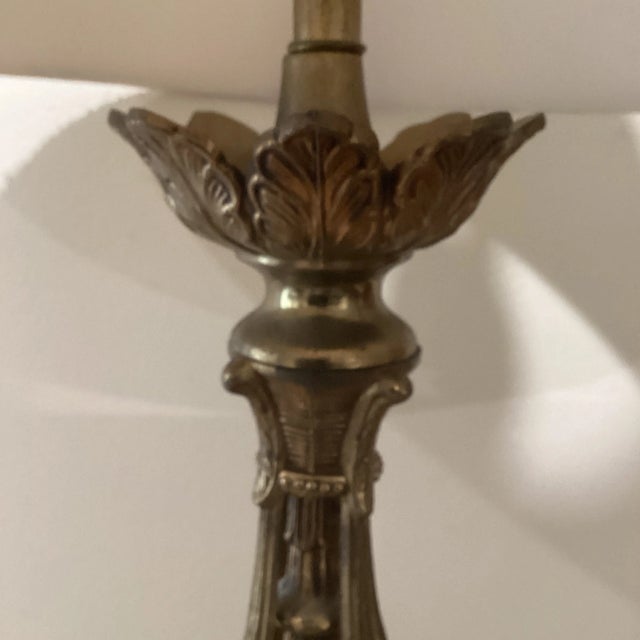 Original Art Deco Bronze & Brass Table Lamp Gold Hand Painted Tone c.1940 For Sale In Chicago - Image 6 of 12