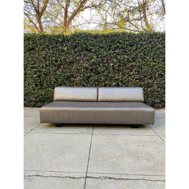 Chocolate Silver Reupholstered Custom Minimal Daybed Sofa. Incredible Daybed Sofa with silver highlights and chocolate...
