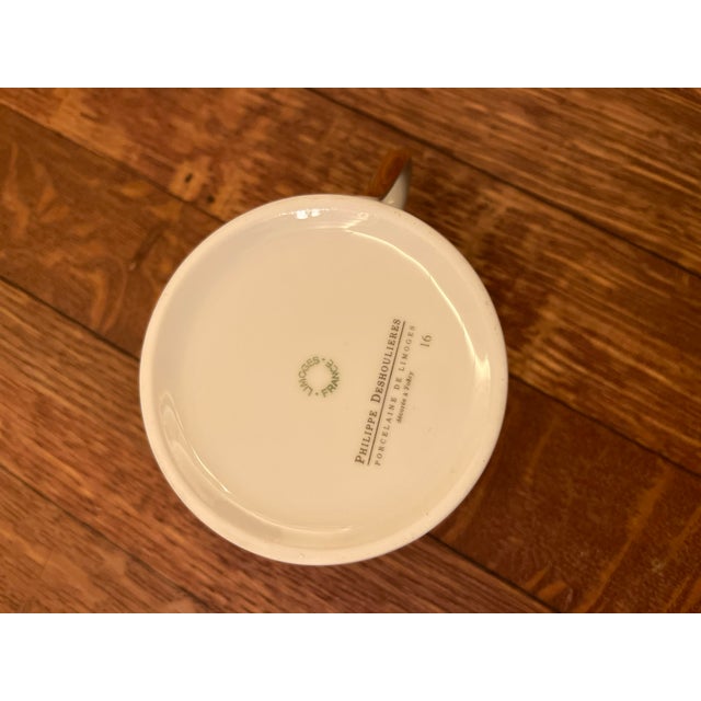 2000 - 2009 2000s Philippe Deshoulieres Limoges Porcelain Flat Coffee Cup Samarande Light Blue/Gray For Sale - Image 5 of 6