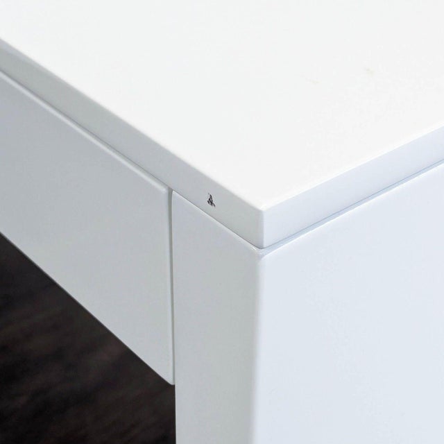 Wood Cb2 Runway Modern White Desk With Two Drawers – Minimalist Home Office Desk For Sale - Image 7 of 8