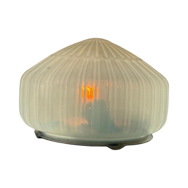 Art Deco Ceiling Lamp with Opaline Glass and Metal Mount, Czechoslovakia, 1960s For Sale - Image 4 of 10