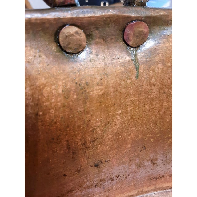 Hand Hammered French Copper XXXL Pan Brass Handles For Sale - Image 11 of 17