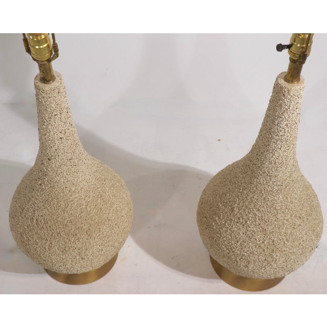 Pr. Mid Century Textured Surface Table Lamps For Sale - Image 9 of 11