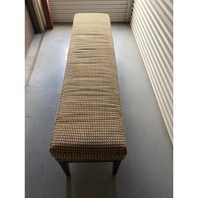 2000 - 2009 Upholstered Walnut Frame Accent Bench McM-Inspired Transitional Traditional For Sale - Image 5 of 10