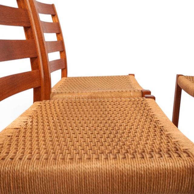 Model 408 Teak Paper Cord Dining Chairs by Niels Otto Møller for J.L. Møllers, 1975, Set of 4 For Sale - Image 9 of 18