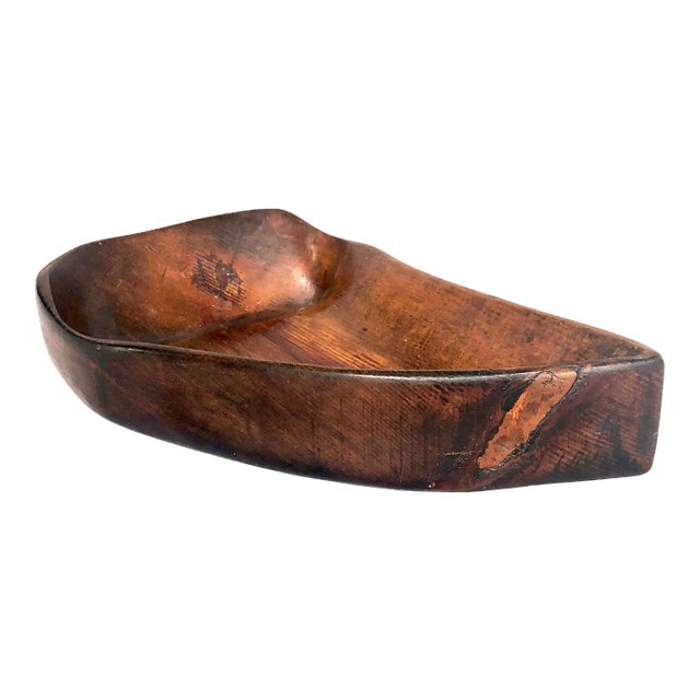 1950s Organic Modern Hand Carved Wooden Bowl For Sale