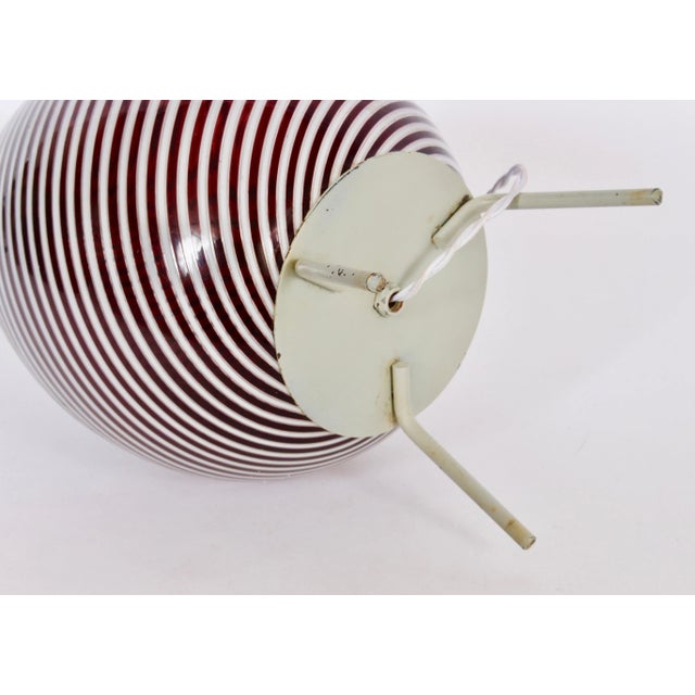 Metal Dino Martens for Aureliano Toso Cranberry Swirl "Egg" Table Lamp on Tripod Base For Sale - Image 7 of 11
