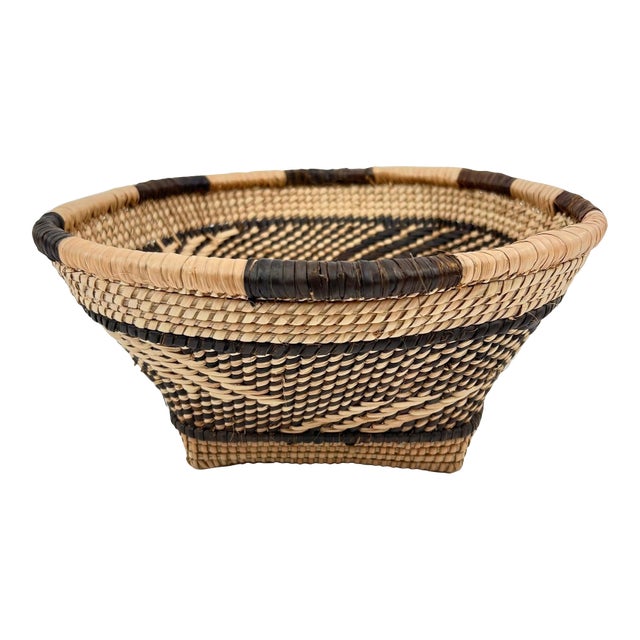 Early 20th Century Rare Tonga Binga Basket Bowl 11inch MATTER COLLECTION For Sale