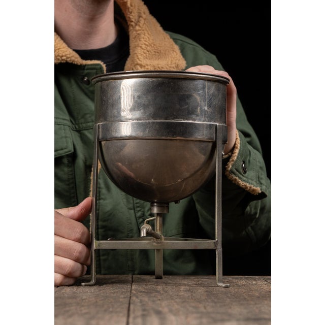 Vintage jacketed kettle salesman sample. Being under 10 inches tall makes this stainless steel salesman sample much easier...