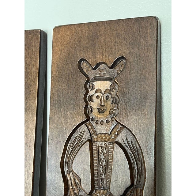 1970s Hand Carved Wooden Folk Art Traditional Cookie Board. Set of 2 For Sale In Seattle - Image 6 of 9