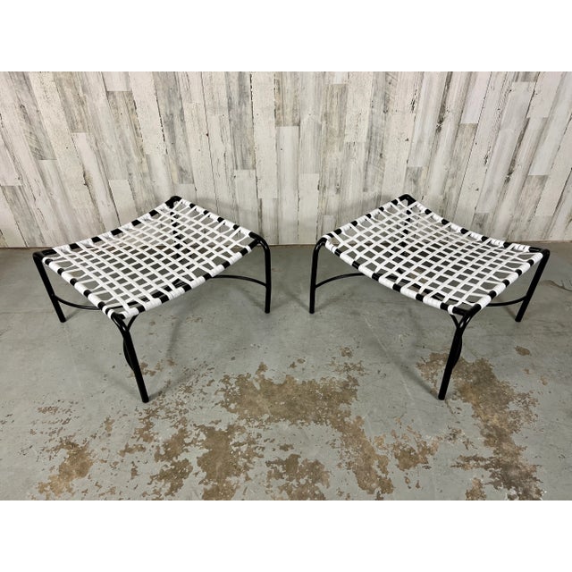 Black 1950s Attributed to Tadao Inouye for Brown Jordan " Kantan "Style Ottomans - Set of 2 For Sale - Image 8 of 12