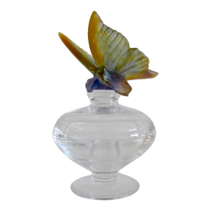 Daum, France Pate De Verre Signed Crystal Butterfly Accented Parfume Atomizor