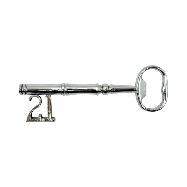 Silver Vintage the 21 Club Nyc Restaurant Key Corkscrew Barware New York For Sale - Image 8 of 8